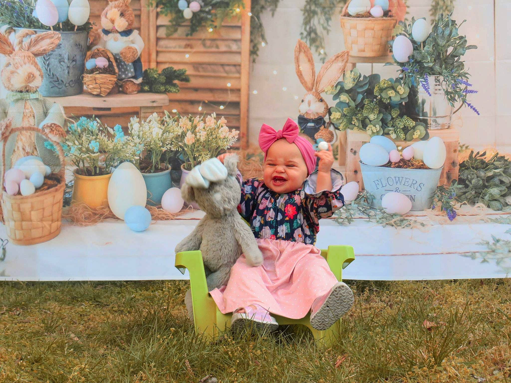 Brooklynn joined the competition — help win amazing prizes! doll, event, fawn, flowerpot, garden, grass, happy, headwear, houseplant, landscape, lawn, lawn_ornament, leisure, mammal, ornament, person, plant, stuffed_toy, teddy_bear, toy