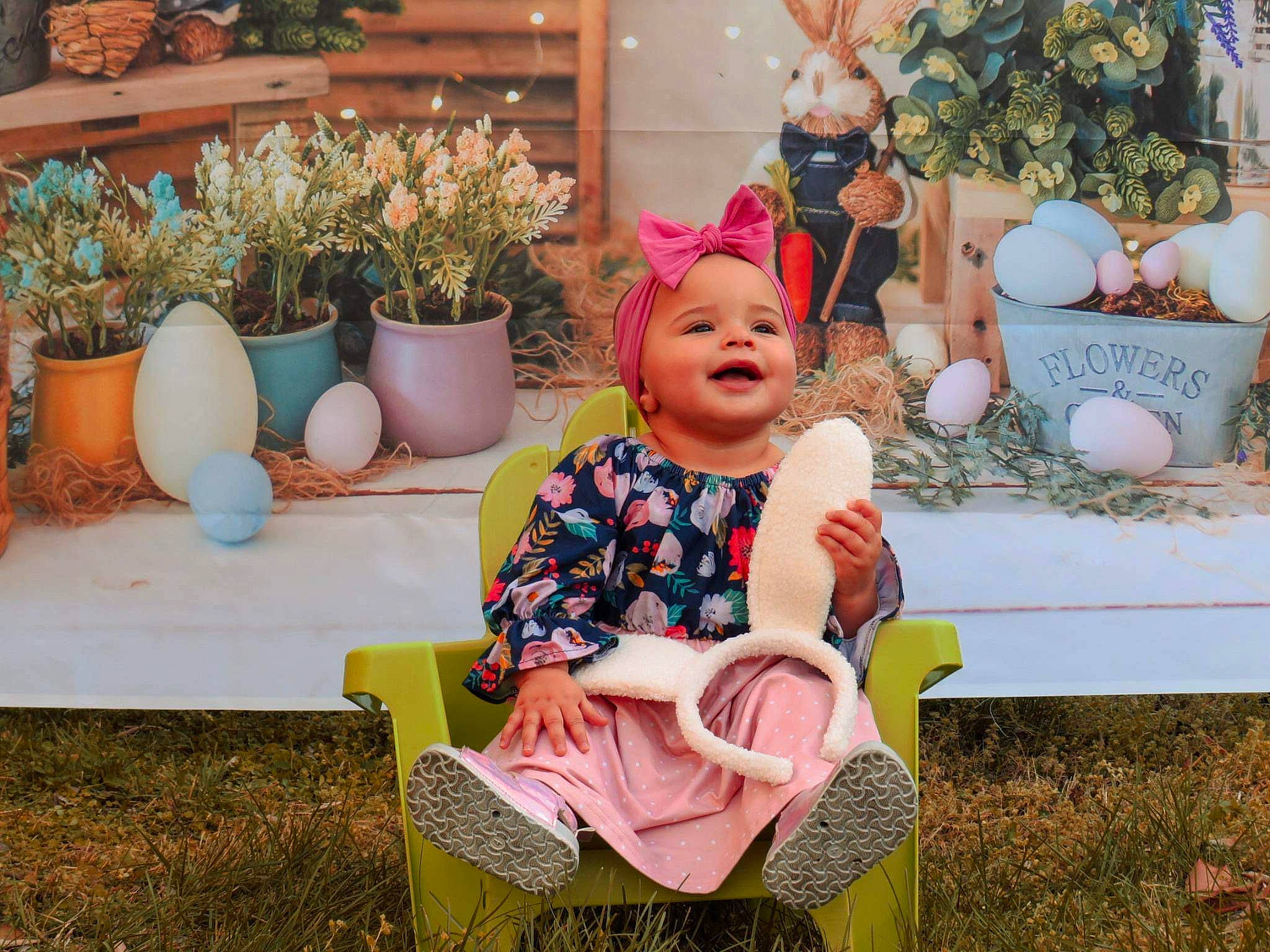 Brooklynn joined the competition — help win amazing prizes! child, event, flooring, flowerpot, fun, garden, grass, happy, hat, headwear, houseplant, joy, leg, leisure, person, pink, plant, purple, sitting, spring