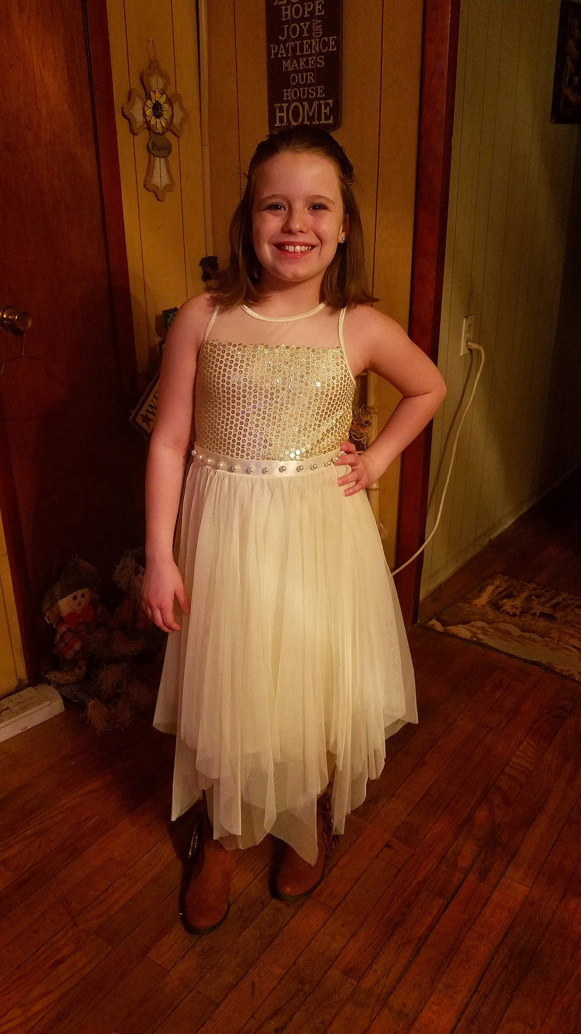 Carleigh is registered to the contest to win money with this photo: a_line, bridal_party_dress, child, child_model, clothing, cocktail_dress, costume, dress, event, fashion, fashion_design, formal_wear, gown, haute_couture, joy, long_hair, person, smile