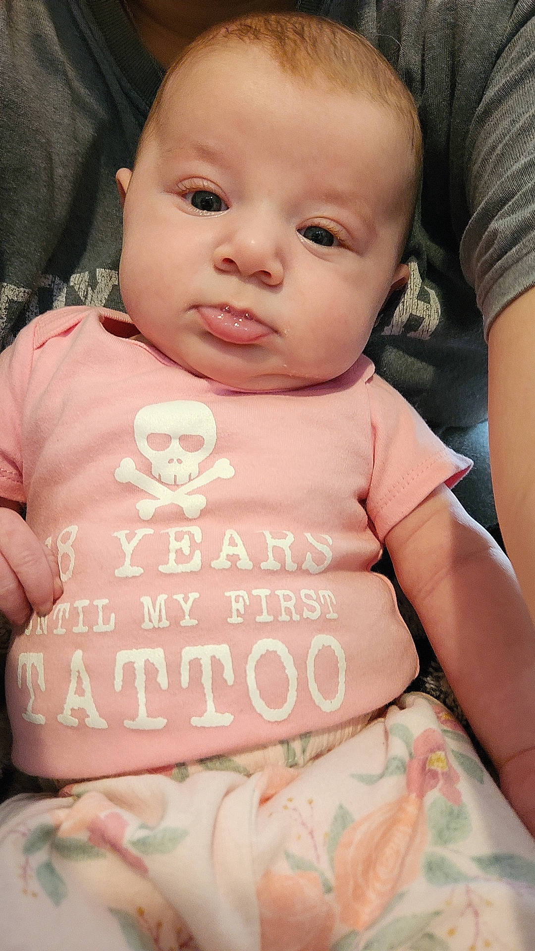 Charlene joined the competition — help win amazing prizes! baby, baby_toddler_clothing, cheek, child, chin, eyelash, facial_expression, finger, gesture, hairstyle, happy, lip, neck, peach, person, pink, skin, sleeve, t_shirt, thumb