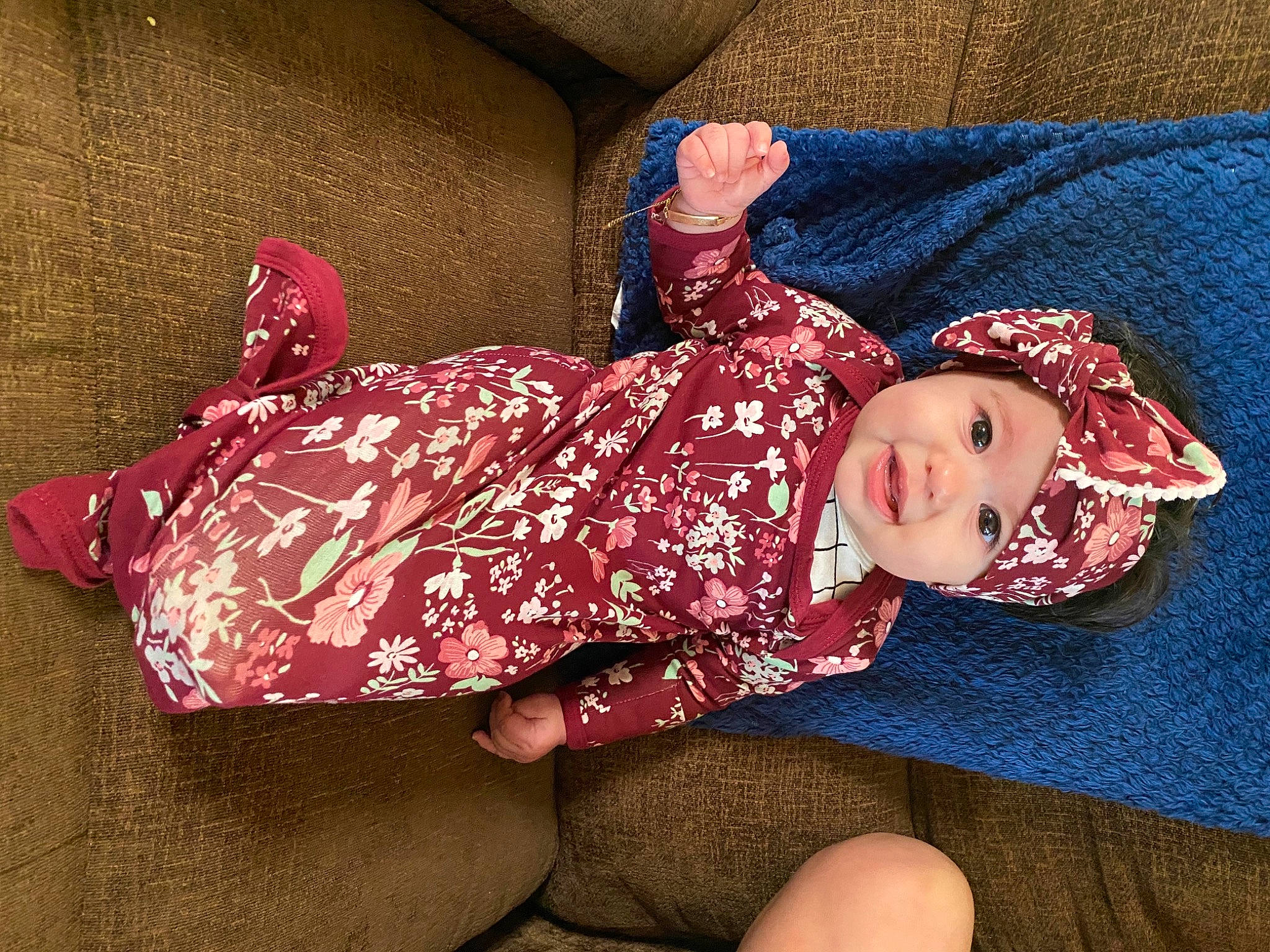 Kaylani Hadassah Mccormick joined the competition — help win amazing prizes! arm, baby_toddler_clothing, child, doll, dress, eye, hat, head, headwear, human_body, human_leg, knee, lap, linens, magenta, pattern, person, pink, sleeve, thigh