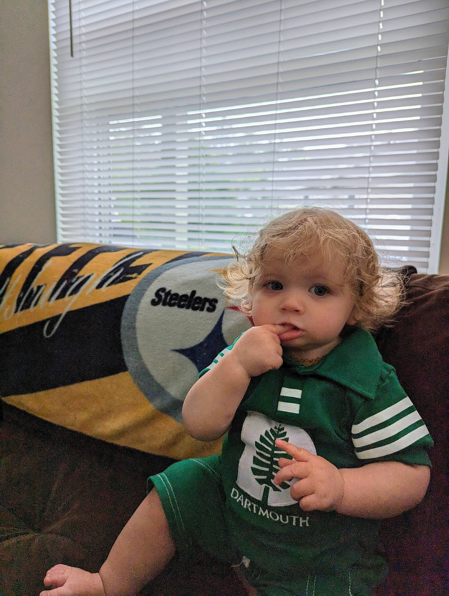 Aviana joined the competition — help win amazing prizes! arm, baby, beer, bottle, comfort, couch, drink, drinkware, flooring, fun, human_leg, person, plastic_bottle, sitting, standing, t_shirt, toddler, water_bottle, window, window_blind