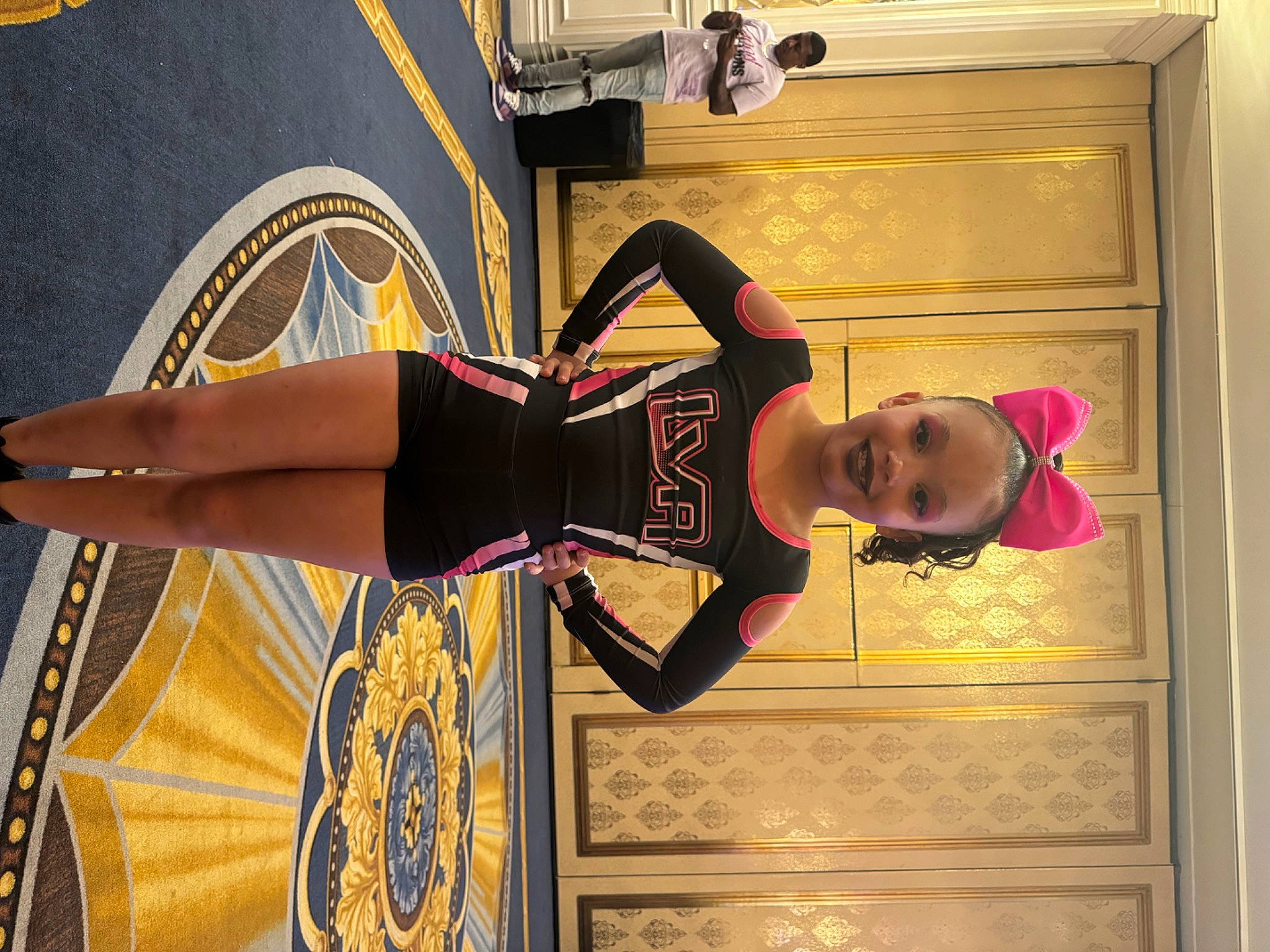 Zaelah is registered to the contest to win money with this photo: dress, elbow, foot, fun, hat, human_leg, joy, knee, magenta, orange, person, room, shorts, sportswear, standing, textile, thigh, tire, vintage_clothing, waist