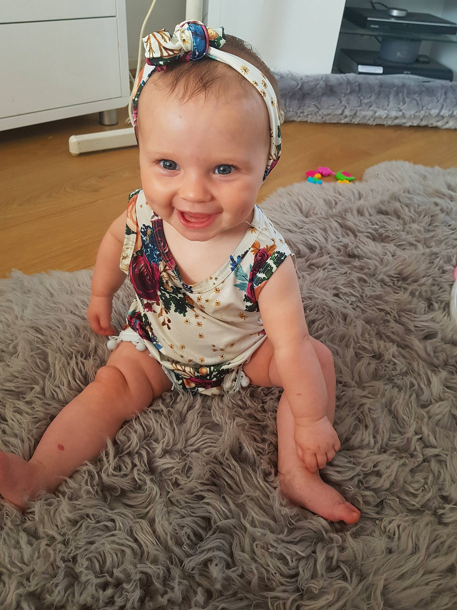 Maliah joined the competition — help win amazing prizes! baby, baby_toddler_clothing, cheek, child, dress, ear, eye, face, fashion_accessory, hair_accessory, hairstyle, head, headband, headgear, iris, joy, person, play, sitting, skin