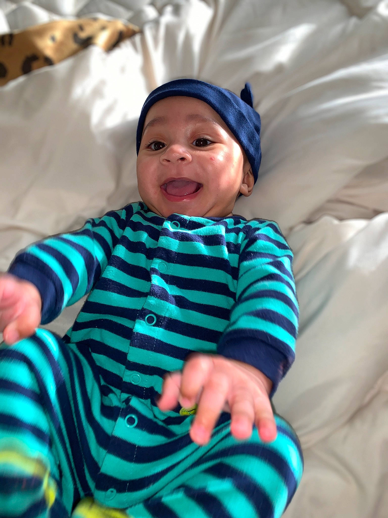 Dave joined the competition — help win amazing prizes! azure, baby, baby_toddler_clothing, child, comfort, electric_blue, event, fun, happy, hat, laugh, leisure, linens, person, photograph, recreation, sitting, sleeve, smile, t_shirt