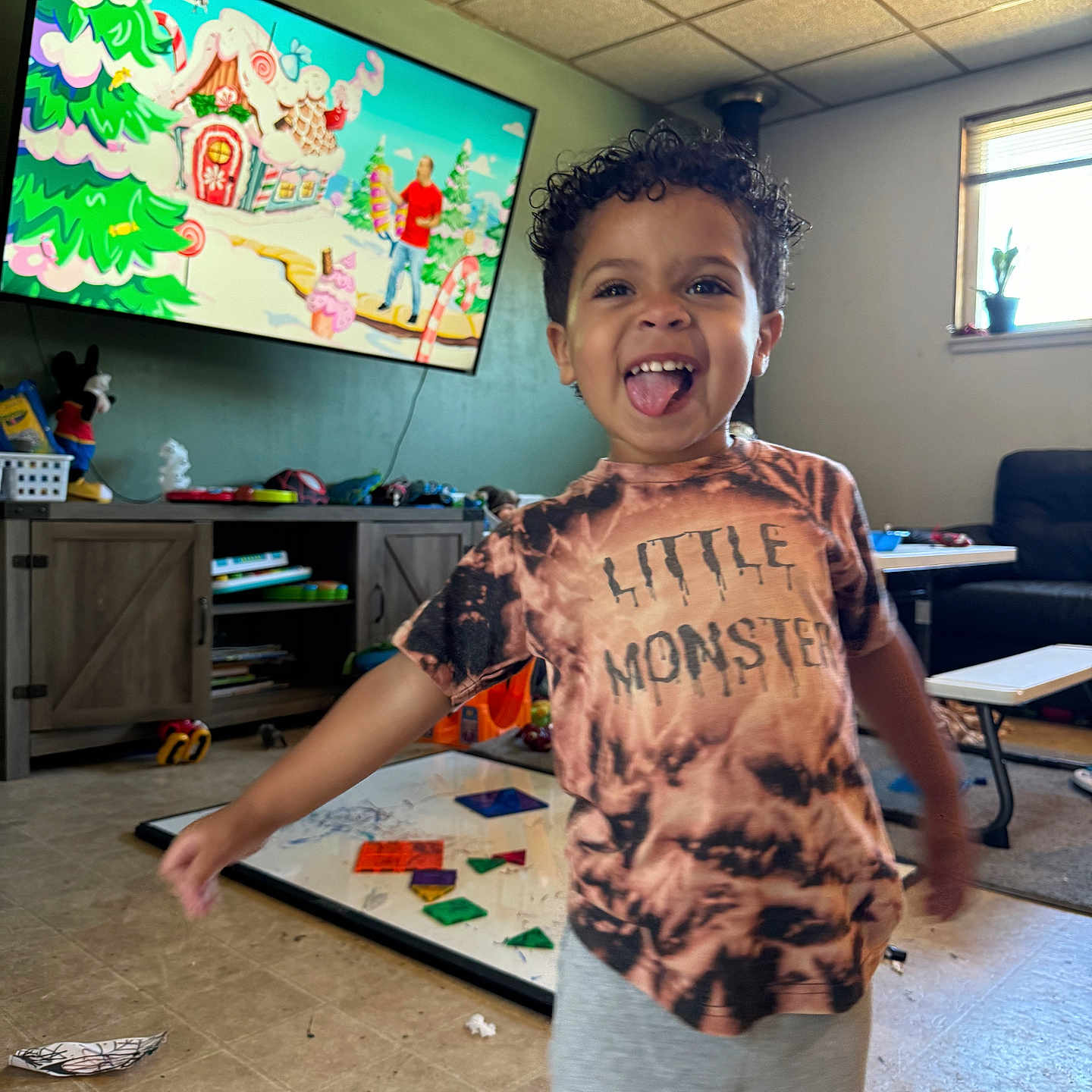 Elijah is registered to the contest to win money with this photo: boy, child, clothing, computerhardware, couch, electronics, face, furniture, hardware, head, male, monitor, person, photography, plant, portrait, screen, t_shirt, table, tv