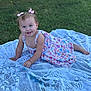 Natalieah joined the competition — help win amazing prizes! toddler, child, smiling, blue_eyes, pink_bows, floral_dress, lace_blanket, grass, outdoor, cute, happy, baby, portrait, summer, nature, young_child, playful, sunlight, crawling, innocence