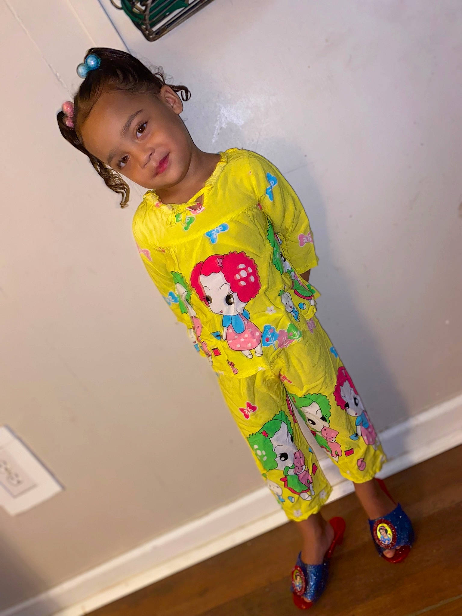 Kali joined the competition — help win amazing prizes! baby_toddler_clothing, child, face, fashion_design, flooring, fun, happy, hardwood, human_leg, joy, magenta, outerwear, pattern, person, play, room, sandal, sleeve, smile, t_shirt