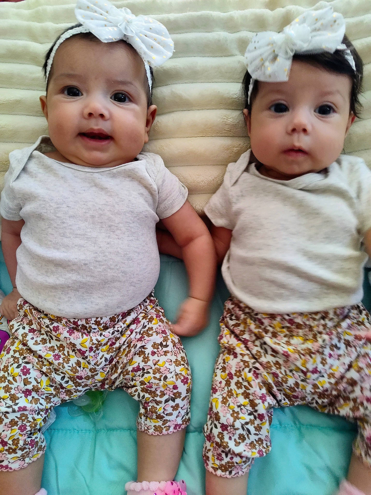 Aleah And Sophia joined the competition — help win amazing prizes! arm, baby_toddler_clothing, blue, clothing, collar, eye, face, happy, headwear, iris, leg, organ, outerwear, person, photograph, pink, product, skin, sleeve, standing