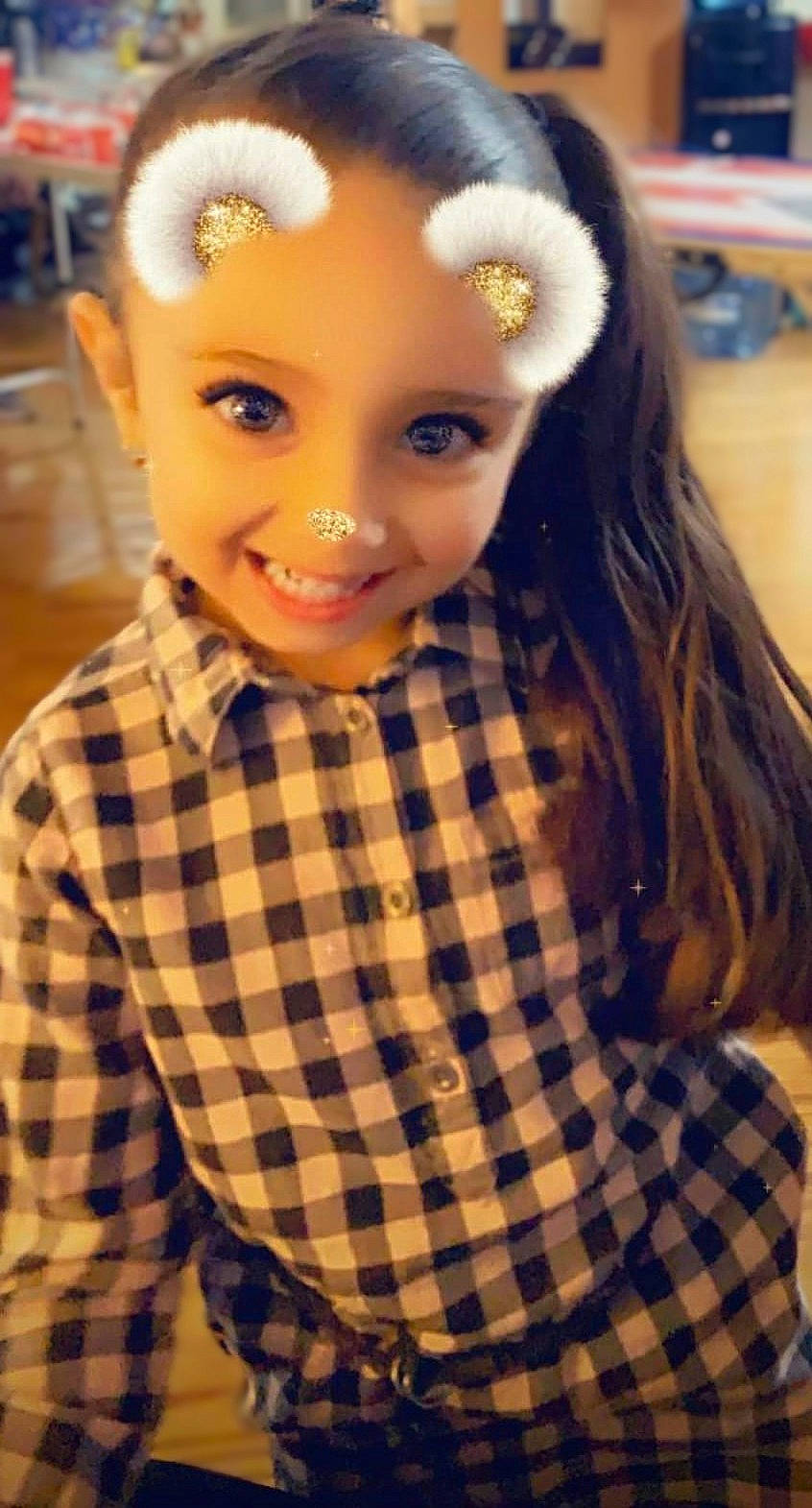 Aubrey Jean Friend is registered to the contest to win money with this photo: cheek, chin, ear, eye, eyebrow, eyelash, forehead, hairstyle, happy, head, iris, joy, lip, nose, person, plaid, skin, sleeve, smile, tartan