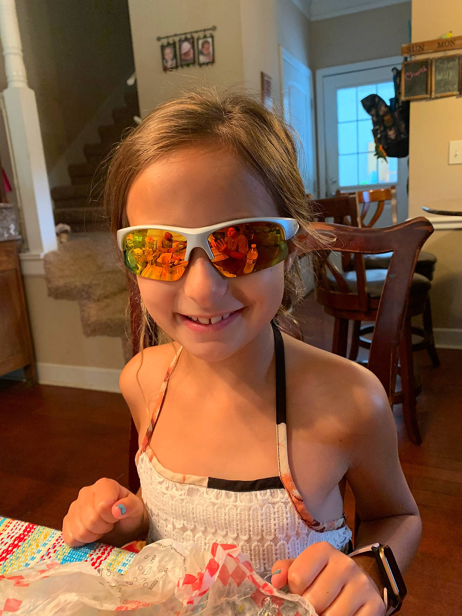 Madelynn joined the competition — help win amazing prizes! blond, child, eye_glass_accessory, eyewear, fun, glasses, goggles, happy, joy, leisure, lip, mouth, person, personal_protective_equipment, selfie, smile, sunglasses, swimwear, tableware, toddler