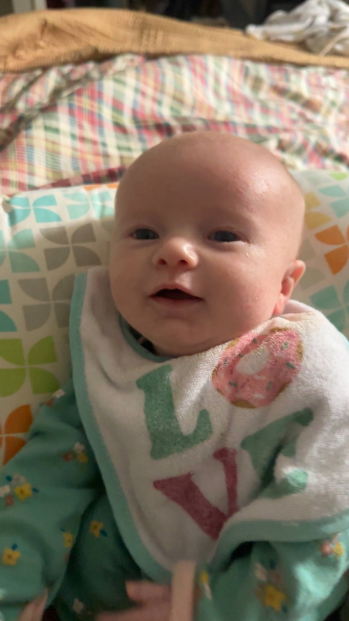 Brynlee is registered to the contest to win money with this photo: baby, baby_toddler_clothing, cheek, child, chin, collar, comfort, eye, face, grass, head, iris, linens, mouth, pattern, person, skin, sleeve, smile, tartan