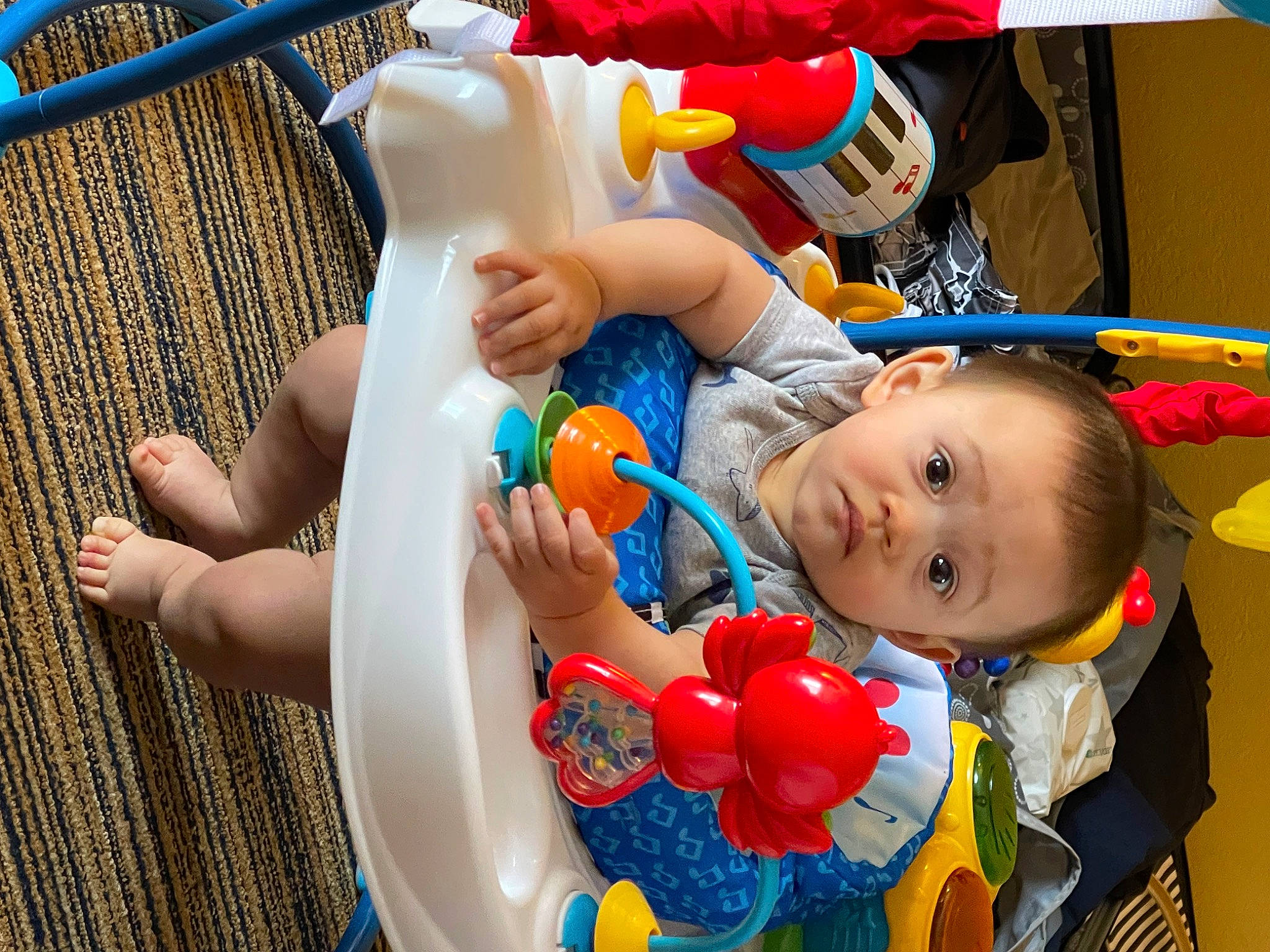 Ronin is registered to the contest to win money with this photo: baby, baby_playing_with_toys, baby_products, baby_toddler_clothing, baby_toys, blue, chair, cheek, child, event, fun, happy, leisure, nail, party_supply, person, plastic, play, smile, toddler