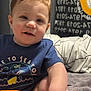 Braxton joined the competition — help win amazing prizes! toddler, child, toy, blue_shirt, indoor, bedroom, blanket, foot, hand, curly_hair, patterned_wall, orange_toy, playtime, cute, baby, person, smiling, young_child, sitting, casual