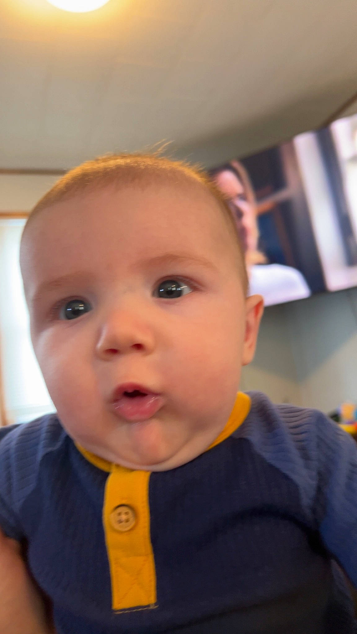 Logan joined the competition — help win amazing prizes! baby, baby_toddler_clothing, cheek, child, chin, ear, eyebrow, eyelash, facial_expression, forehead, fun, happy, iris, nose, person, room, skin, standing, t_shirt, toddler