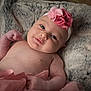 baby, infant, headband, pink, flower, blanket, fur, soft_texture, cute, smile, skin, newborn, tutu, clothing, portrait, lying_down, child, young, adorable, baby_girl