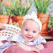 Araceli joined the competition — help win amazing prizes! accessories, baby, basket, clothing, face, furniture, happy, hat, head, headband, homedecor, linen, newborn, person, photography, plant, portrait, pottedplant, sitting, smile