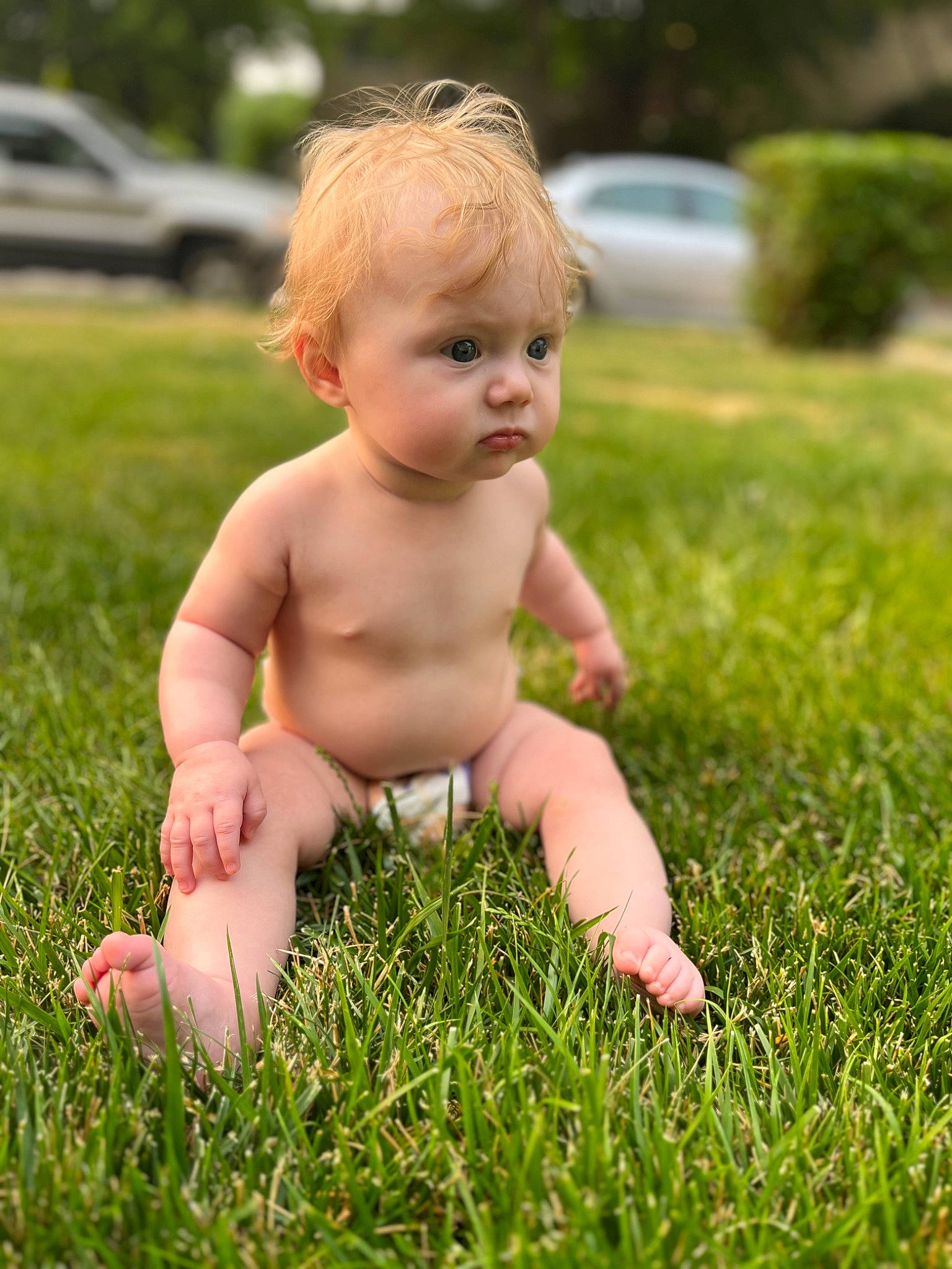 Briella is registered to the contest to win money with this photo: baby, baby_toddler_clothing, barefoot, cheek, child, finger, foot, fun, grass, grassland, happy, human_leg, lawn, meadow, people_in_nature, person, plant, sitting, skin, thumb