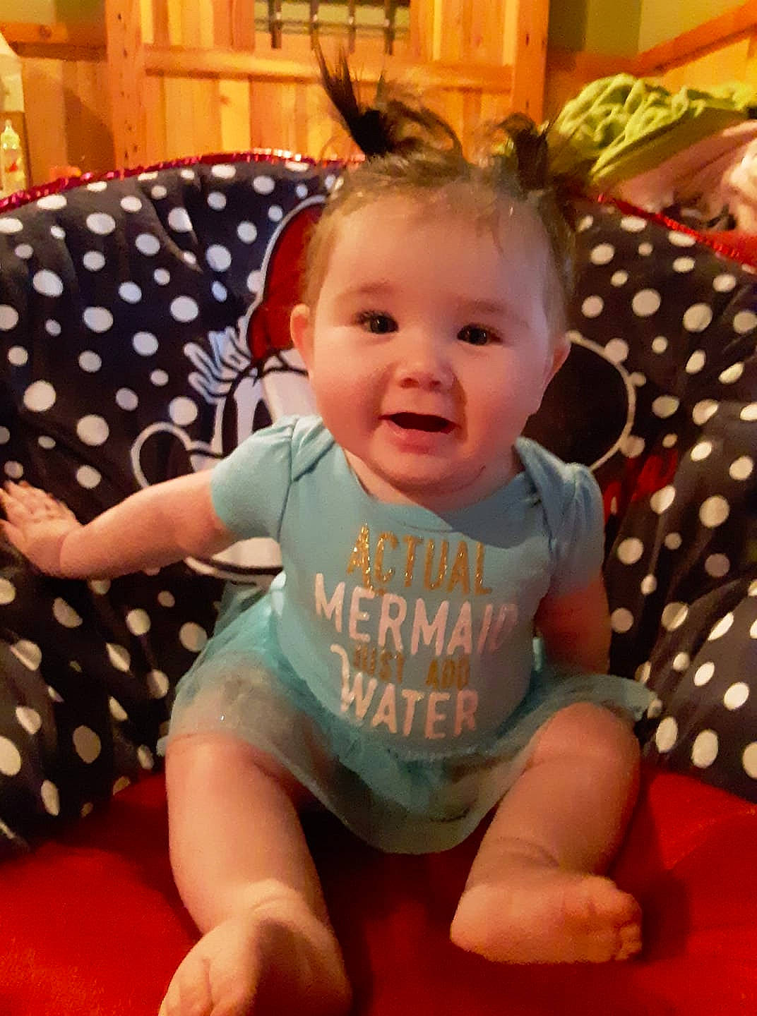 Barbara joined the competition — help win amazing prizes! baby, baby_toddler_clothing, cheek, child, design, iris, pattern, person, polka_dot, smile, toddler