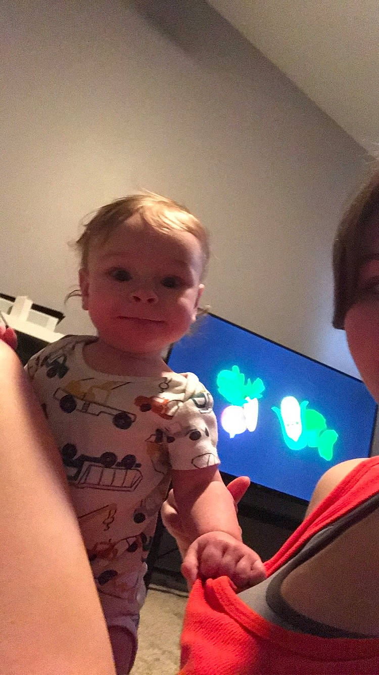 Wade joined the competition — help win amazing prizes! baby, chest, child, cool, elbow, event, eyewear, facial_expression, finger, fun, gesture, happy, human_body, human_leg, mouth, person, standing, t_shirt, thumb, toddler