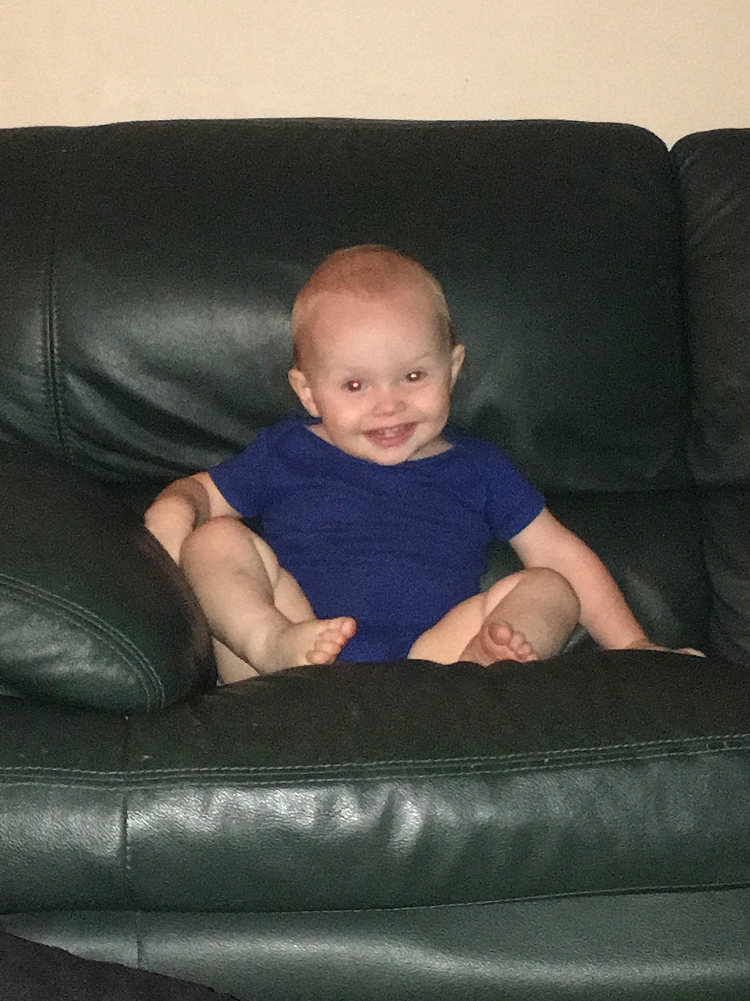 Connor joined the competition — help win amazing prizes! arm, baby, chair, cheek, child, comfort, couch, finger, furniture, joy, leg, person, sitting, skin, toddler