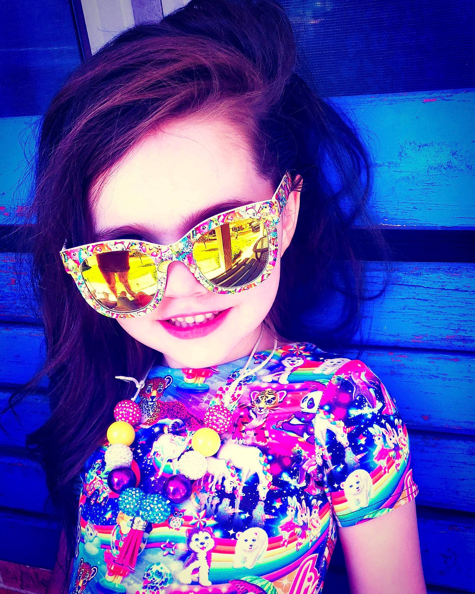 Joslyn joined the competition — help win amazing prizes! beauty, blue, cool, electric_blue, eyewear, face, fun, glasses, goggles, hair, hairstyle, joy, lip, person, photography, pink, purple, selfie, smile, summer