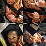 baby, car_seat, child, smiling, happy, infant, orange_sweater, seatbelt, indoor, cute, portrait, expression, hand, face, clothing, person, seat, warning_label, closeup, cute_baby