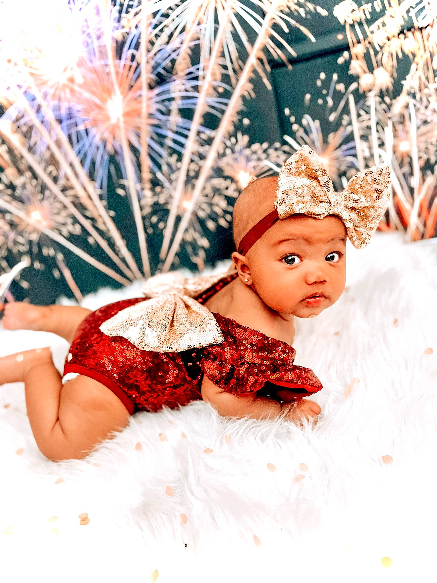 Maeva joined the competition — help win amazing prizes! baby, baby_toddler_clothing, christmas_decoration, christmas_ornament, costume_hat, dress, event, fashion_accessory, fashion_design, fawn, fur, hair_accessory, happy, headgear, headpiece, headwear, holiday, ornament, person, sitting