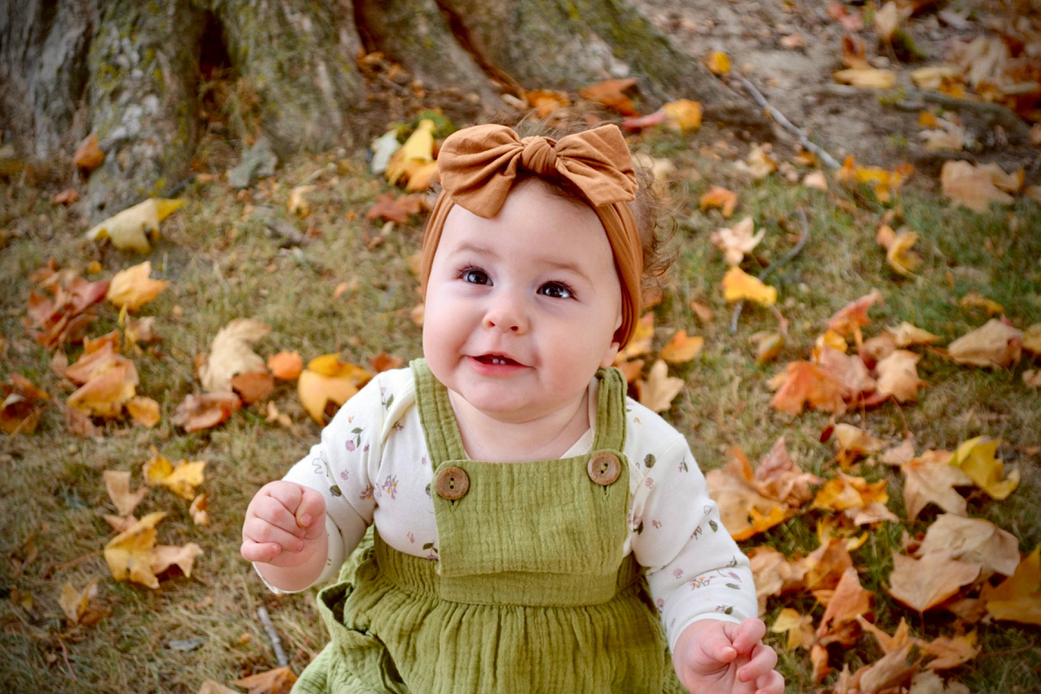 Callie joined the competition — help win amazing prizes! autumn, baby, baby_toddler_clothing, child, deciduous, eye, facial_expression, grass, happy, headwear, joy, leaf, natural_landscape, pattern, people_in_nature, person, plant, portrait_photography, sleeve, smile