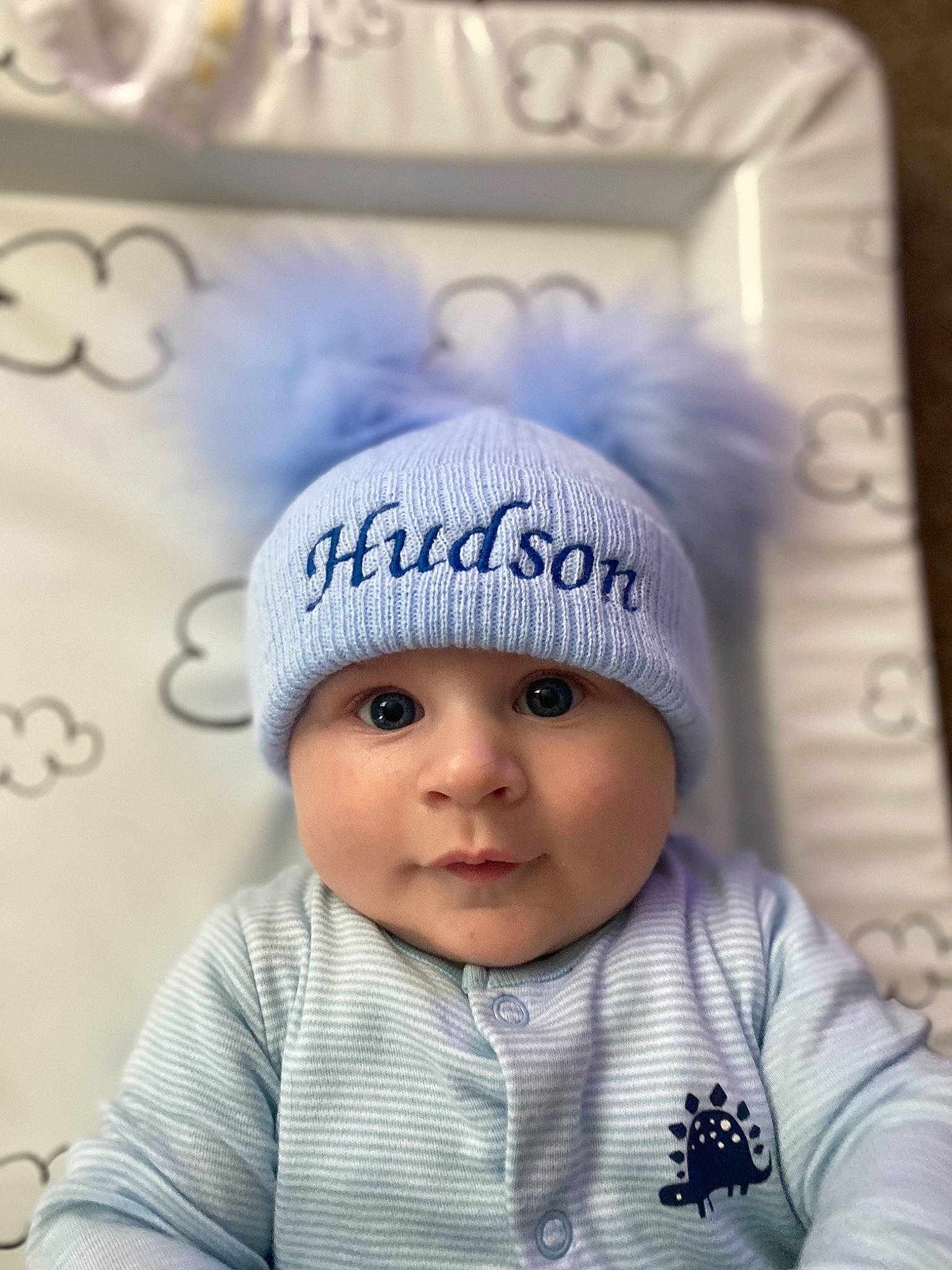 Hudson joined the competition — help win amazing prizes! baby, baby_toddler_clothing, cap, cheek, child, clothing, cool, electric_blue, eye, eyebrow, font, happy, headgear, headwear, knit_cap, nose, person, sleeve, textile, toddler