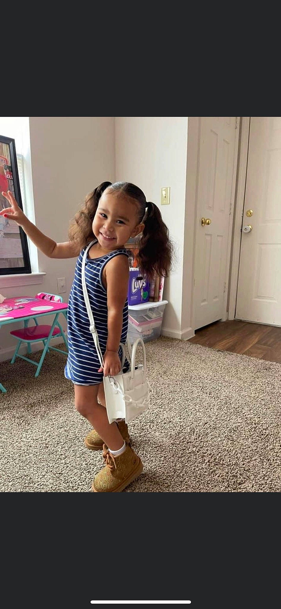 Malaya joined the competition — help win amazing prizes! chair, cool, desk, door, floor, flooring, fun, hairstyle, happy, human_leg, joint, joy, leg, person, shorts, shoulder, smile, standing, t_shirt, table