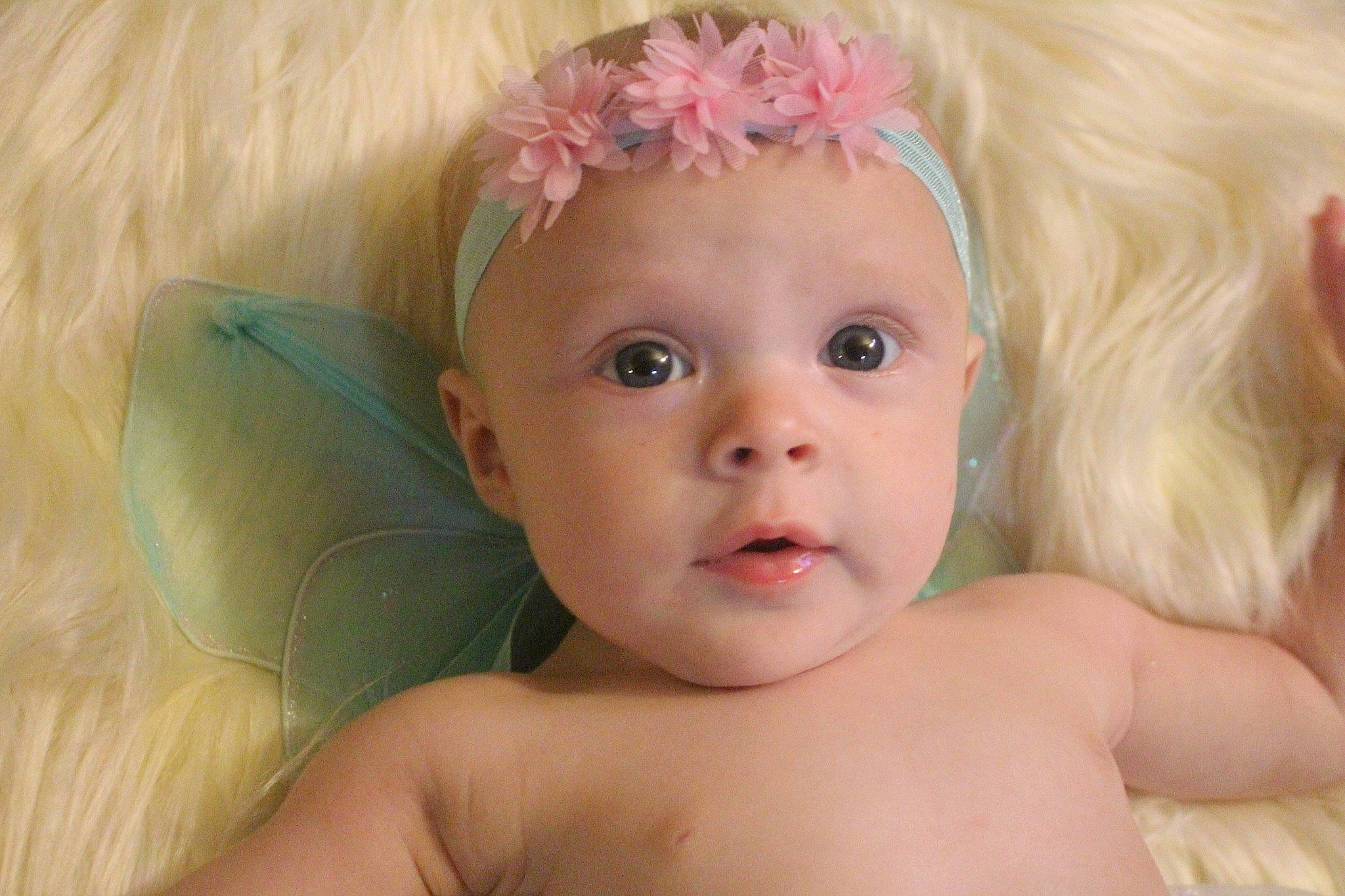 Nola joined the competition — help win amazing prizes! baby, blond, cheek, child, close_up, ear, eye, eyebrow, face, forehead, hair, hair_accessory, head, iris, lip, mouth, nose, person, pink, skin