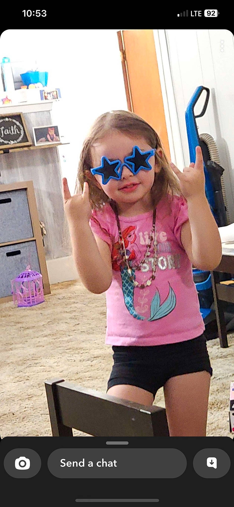 Adalynn is registered to the contest to win money with this photo: child, electric_blue, eyewear, finger, fun, glasses, goggles, happy, joint, leisure, person, pink, recreation, snapshot, summer, sunglasses, thigh, toddler, travel, vision_care