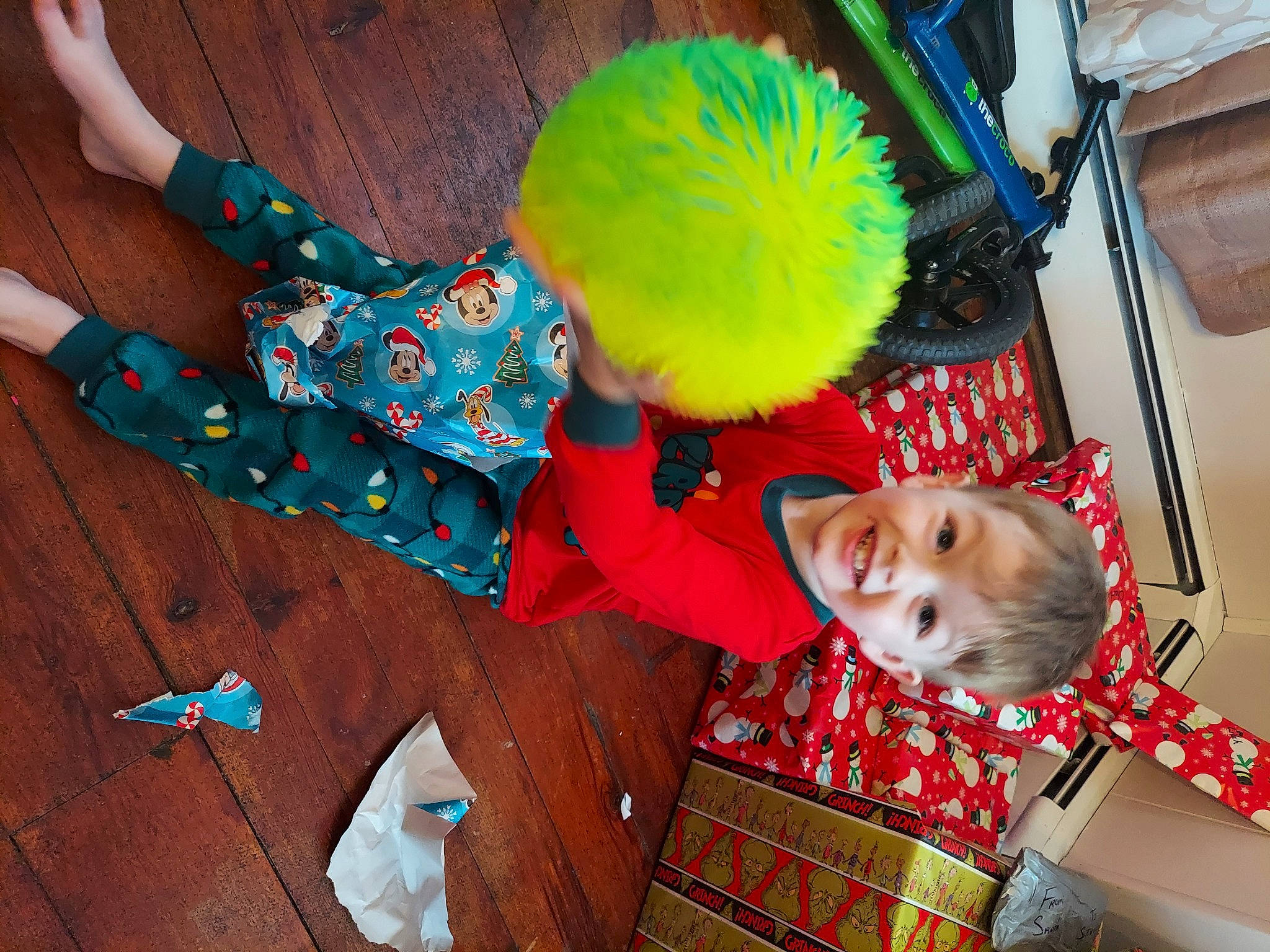 Gunnar joined the competition — help win amazing prizes! child, flooring, fun, grass, green, happy, hat, holiday, joy, leisure, party_supply, pattern, person, plaid, play, room, sitting, stuffed_toy, tartan, toddler