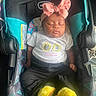Icelynn is registered to the contest to win money with this photo: baby, sleeping, car_seat, pink_bow, yellow_slippers, infant, clothing, cute, child, patterned_fabric, toddler, apparel, resting, adorable, headwear, portrait, indoor, seat, peaceful, young_child
