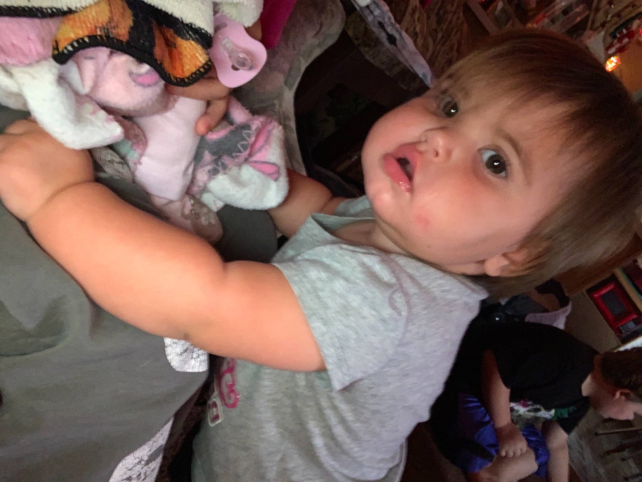 Isabella is registered to the contest to win money with this photo: baby, baby_products, baby_toddler_clothing, cheek, child, ear, insect, iris, person, plush, stuffed_toy, toddler, toy, under_exposed