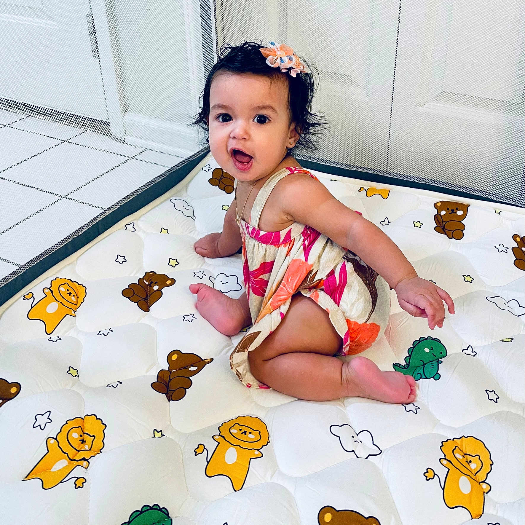 Kehlani joined the competition — help win amazing prizes! baby, babycrawling, babylaughing, blanket, clothing, crawling, crib, dress, face, furniture, happy, head, infantbed, number, person, photography, portrait, sitting, sleeve, symbol