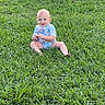 baby, child, grass, outdoor, greenery, onesie, sitting, cute, infant, smile, nature, sunlight, lawn, young, person, portrait, happy, summer, playful, casual
