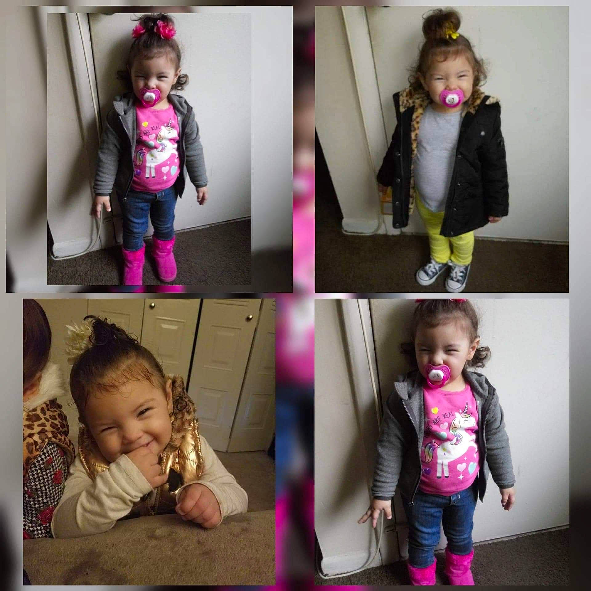 Dahlia joined the competition — help win amazing prizes! art, child, collage, fashion, fun, hood, jacket, joy, outerwear, person, photography, pink, play, room, sibling, standing, toddler