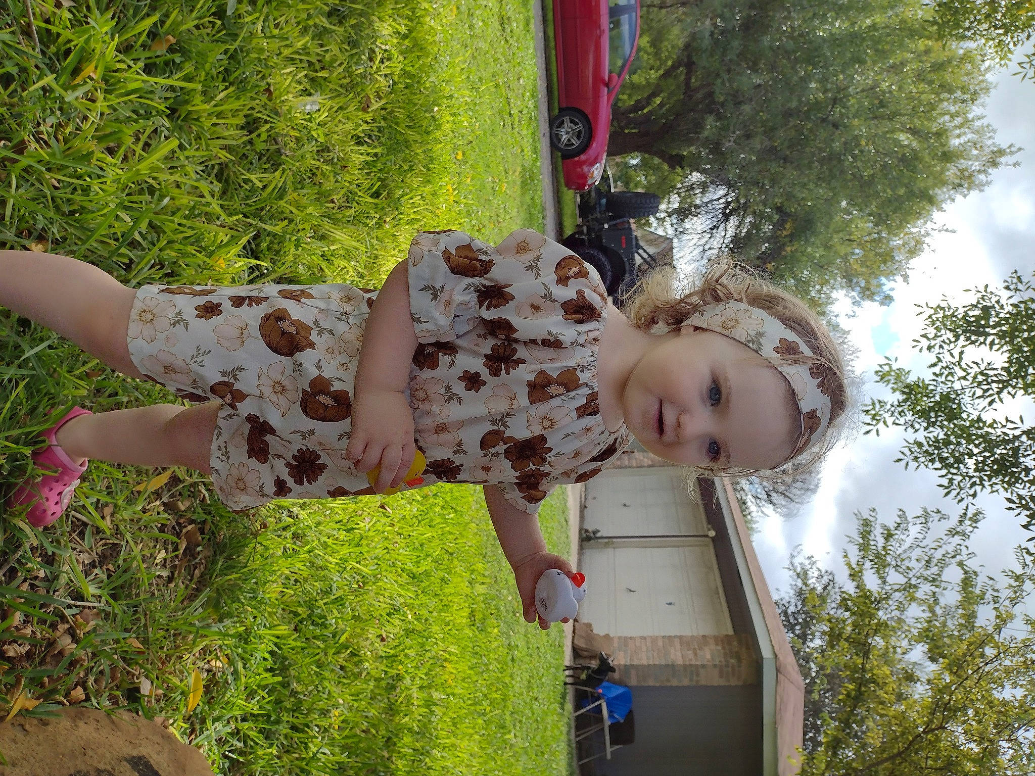 Aralynn Jean joined the competition — help win amazing prizes! car, cloud, fun, grass, happy, headwear, leaf, leisure, magenta, pattern, people_in_nature, person, plant, play, red, sky, spring, summer, toddler, toy