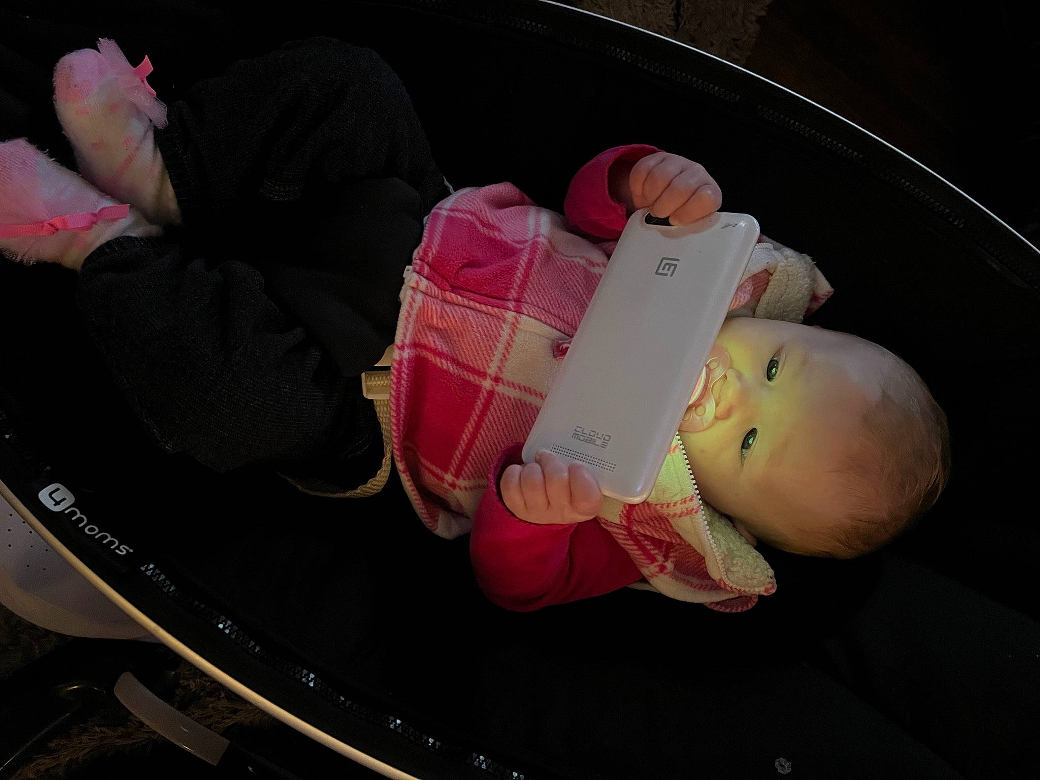 Paisley is registered to the contest to win money with this photo: baby, baby_carriage, baby_products, baby_toddler_clothing, bag, baggage, car_seat, child, comfort, couch, infant_bed, lap, luggage_and_bags, person, pink, room, sitting, stuffed_toy, textile, toddler