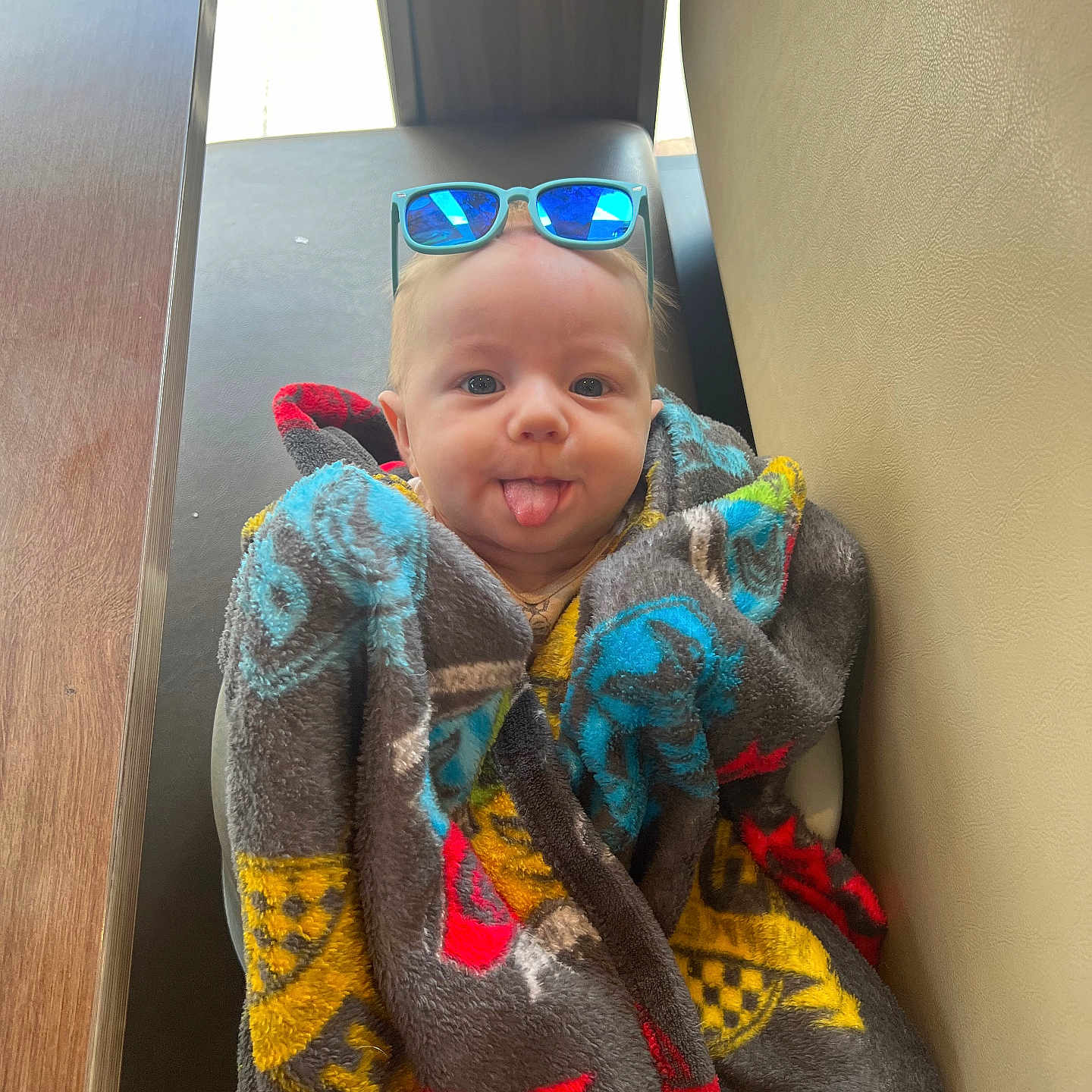 Lucas joined the competition — help win amazing prizes! accessories, architecture, baby, blanket, building, clothing, coat, face, glasses, happy, head, jacket, jewelry, necklace, person, photography, portrait, smile, sunglasses, towel