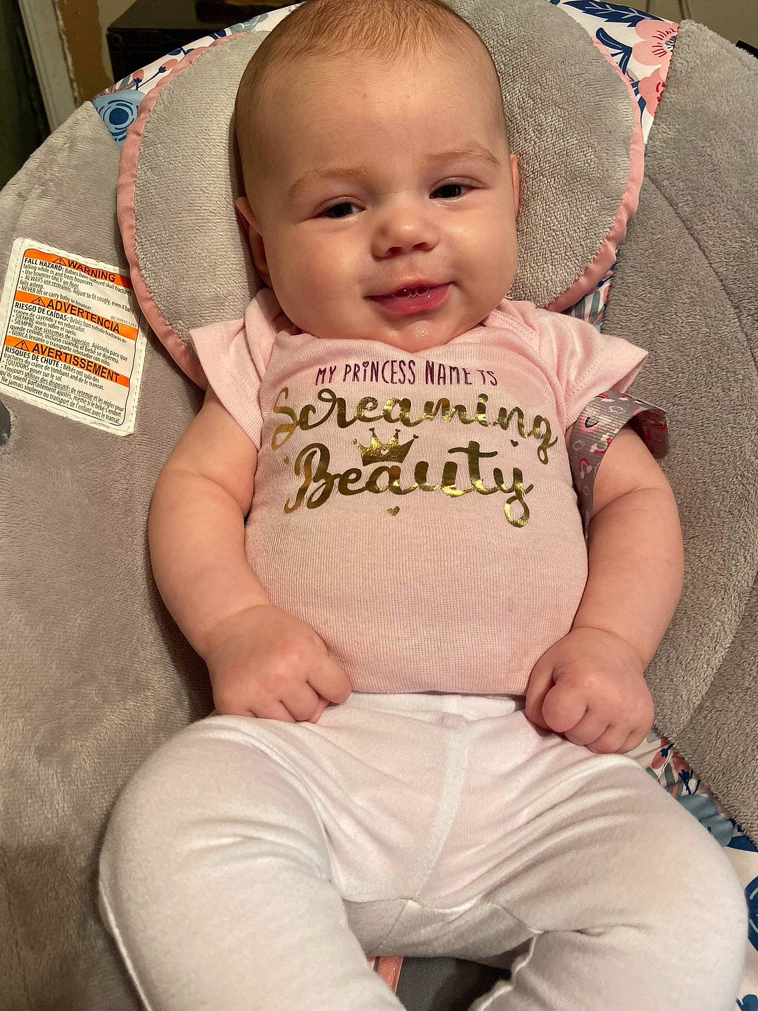 Charlotte joined the competition — help win amazing prizes! arm, baby, baby_toddler_clothing, cheek, chin, face, finger, happy, iris, lip, neck, organ, person, pink, product, skin, sleeve, smile, t_shirt, textile
