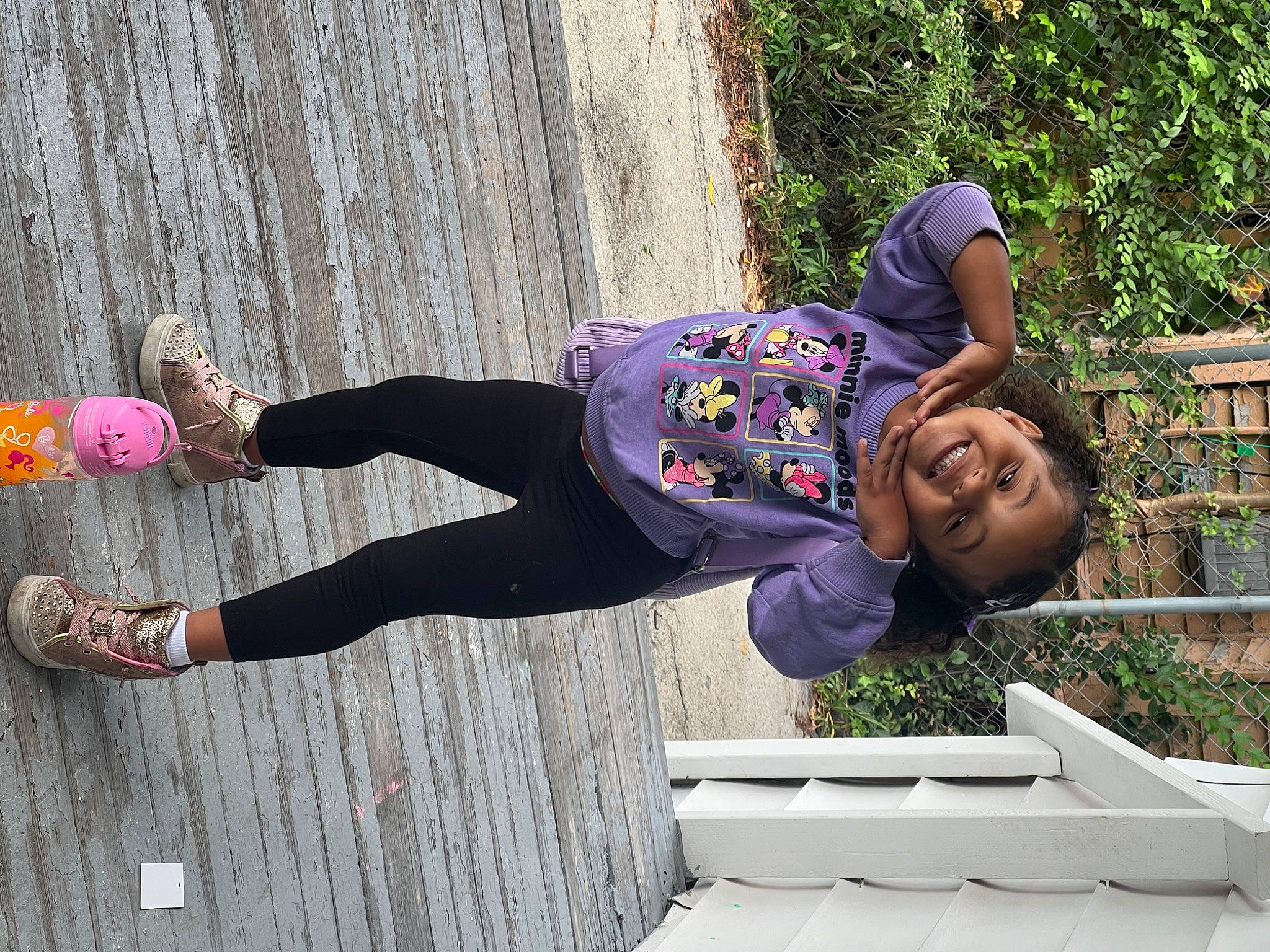 Maleah is registered to the contest to win money with this photo: active_pants, fun, happy, hat, human_leg, joy, knee, leg, leggings, leisure, magenta, person, pink, plant, purple, recreation, shoe, sitting, sneakers, sportswear