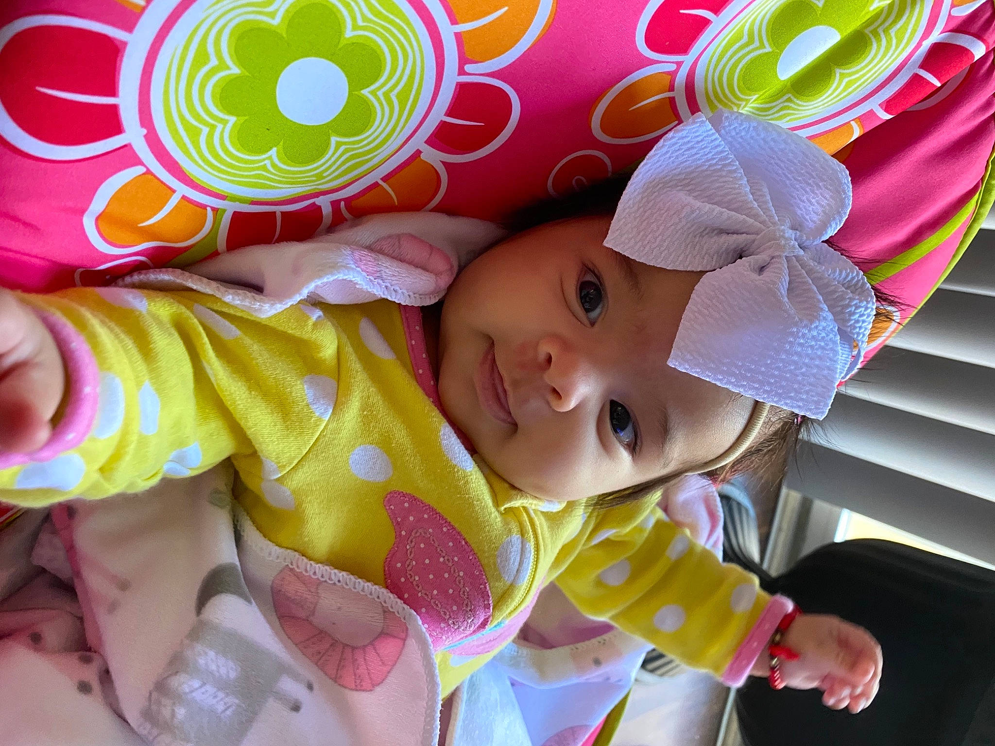 Esmeralda is registered to the contest to win money with this photo: baby, baby_products, baby_toddler_clothing, cap, child, costume_hat, fun, happy, hat, headwear, leisure, light, pattern, person, pink, product, skin, smile, sun_hat, toddler