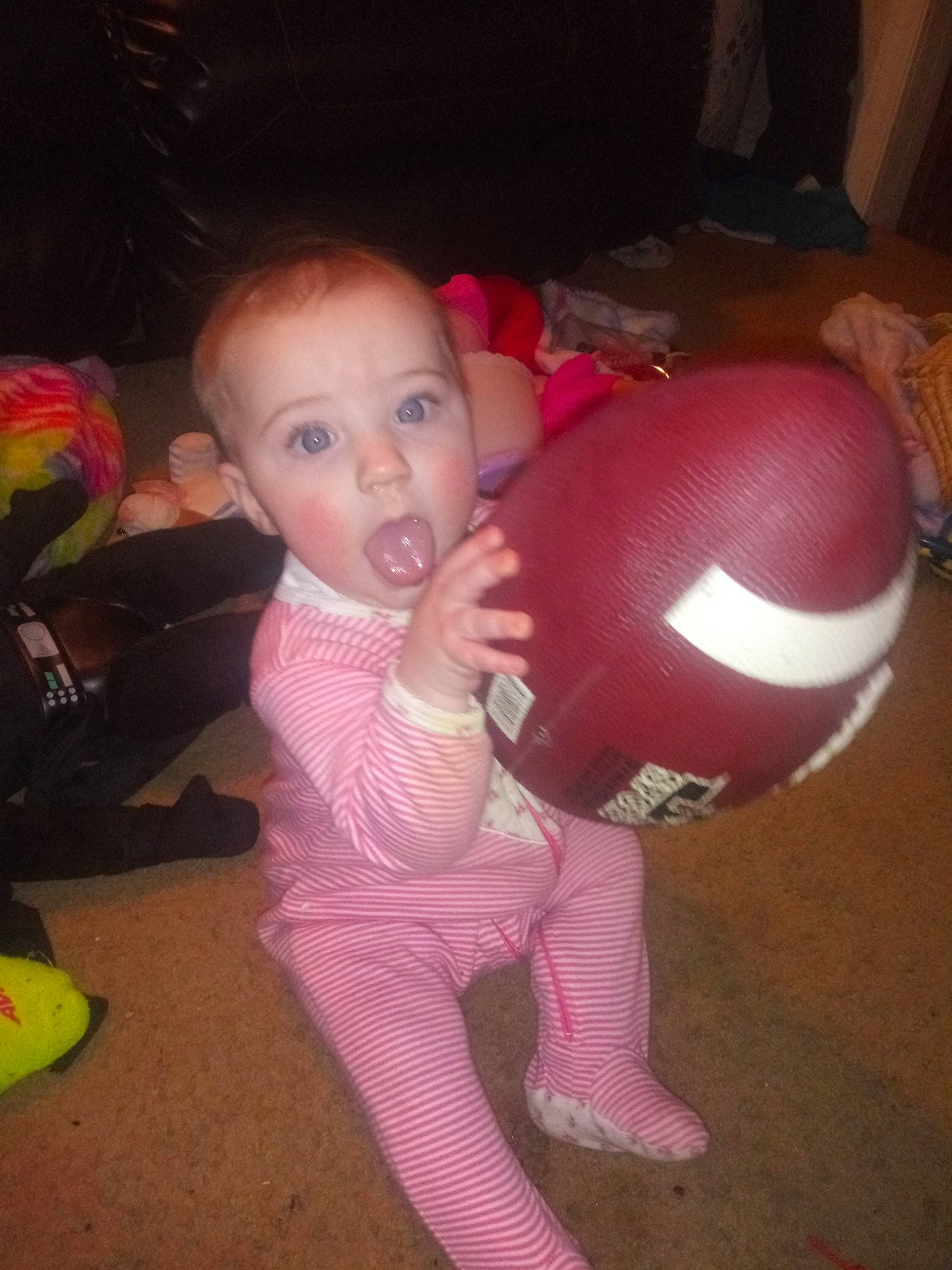 Chloe joined the competition — help win amazing prizes! ball, child, person, pink, surprise, toddler
