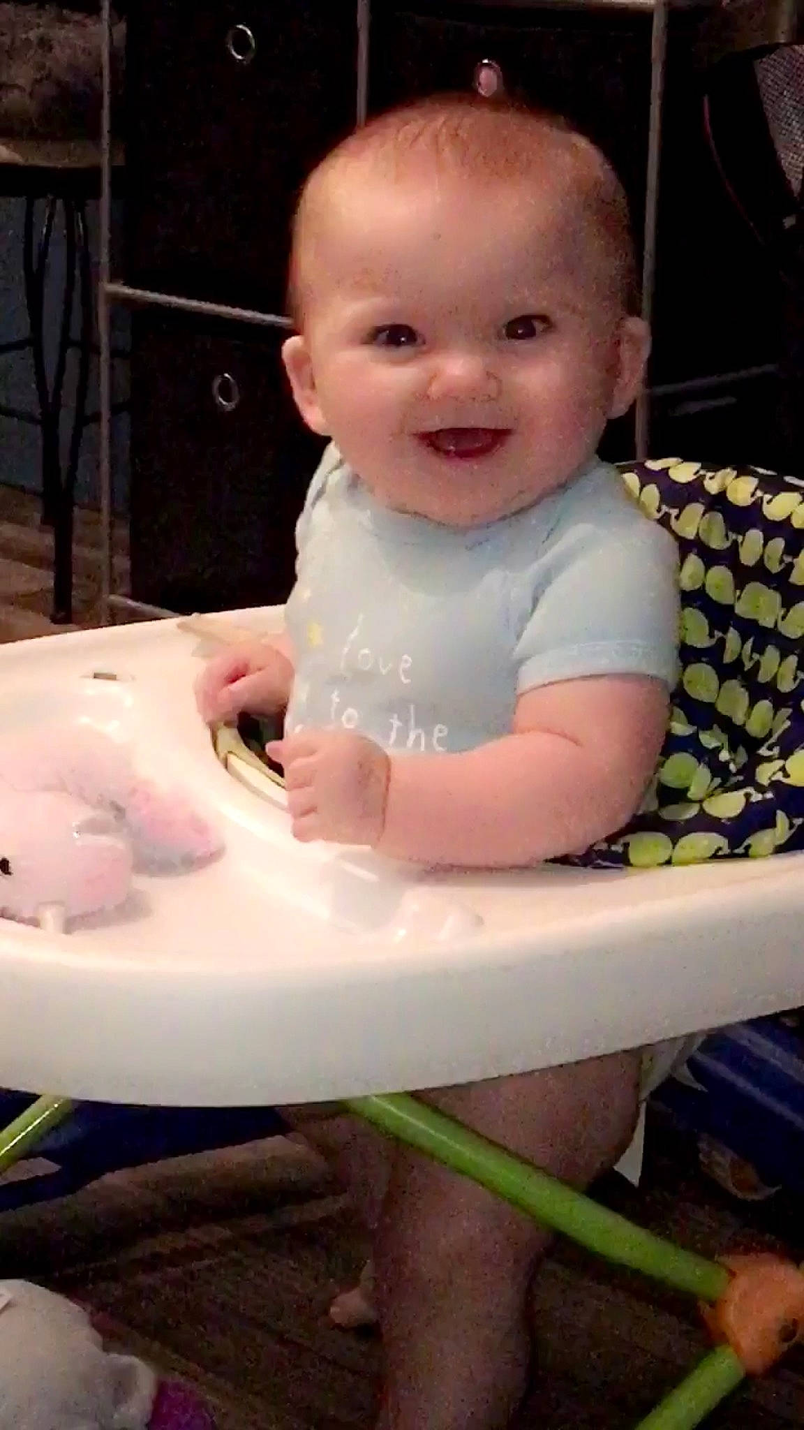 Indie joined the competition — help win amazing prizes! baby, baby_toddler_clothing, cheek, child, eye, face, facial_expression, fun, hairstyle, head, iris, joy, lip, mouth, organ, person, pink, purple, skin, smile