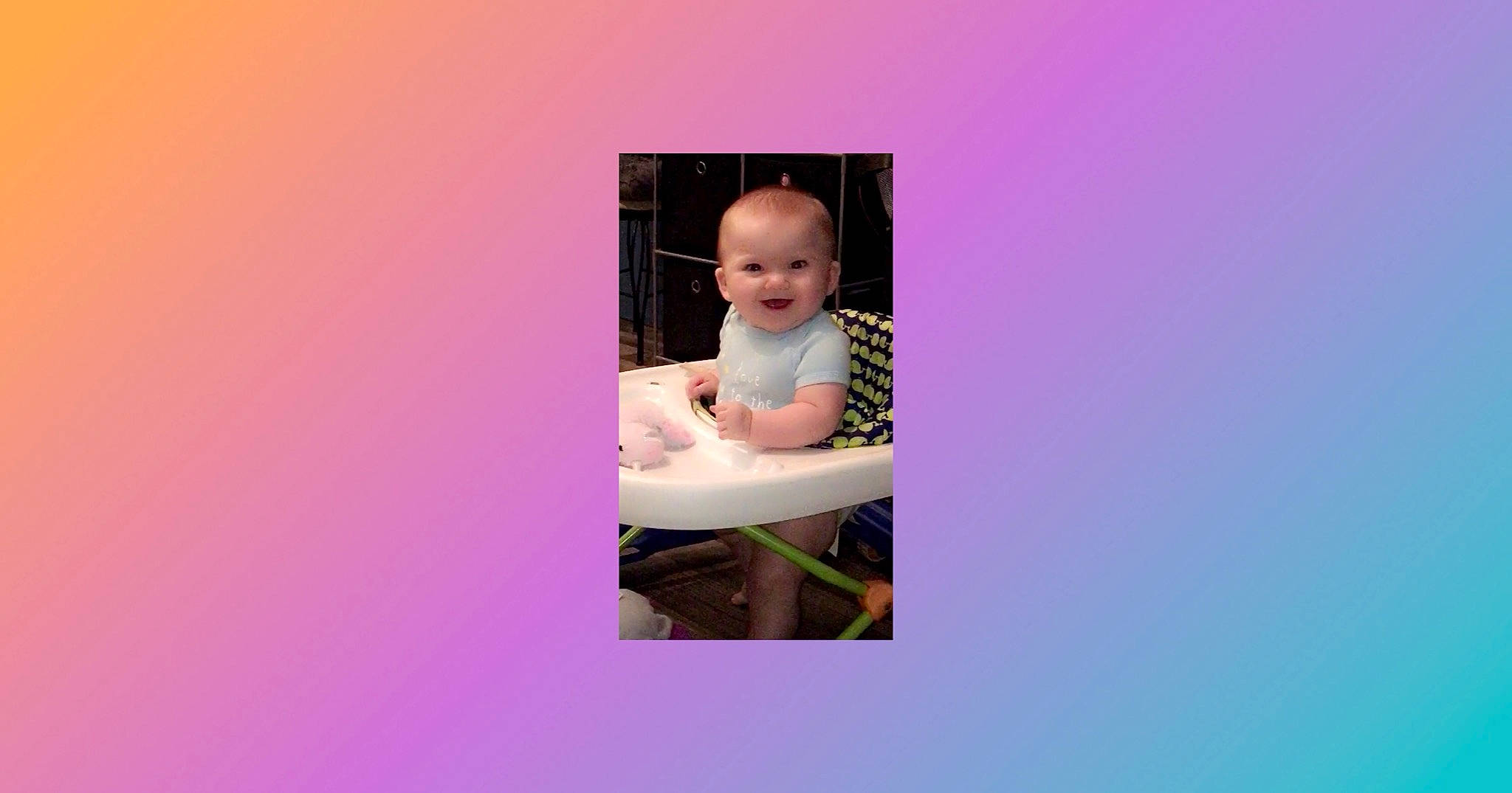 Indie joined the competition — help win amazing prizes! art, baby, baby_toddler_clothing, child, circle, flash_photography, font, happy, joy, magenta, person, pink, purple, rectangle, room, shirt, sitting, sleeve, smile, t_shirt