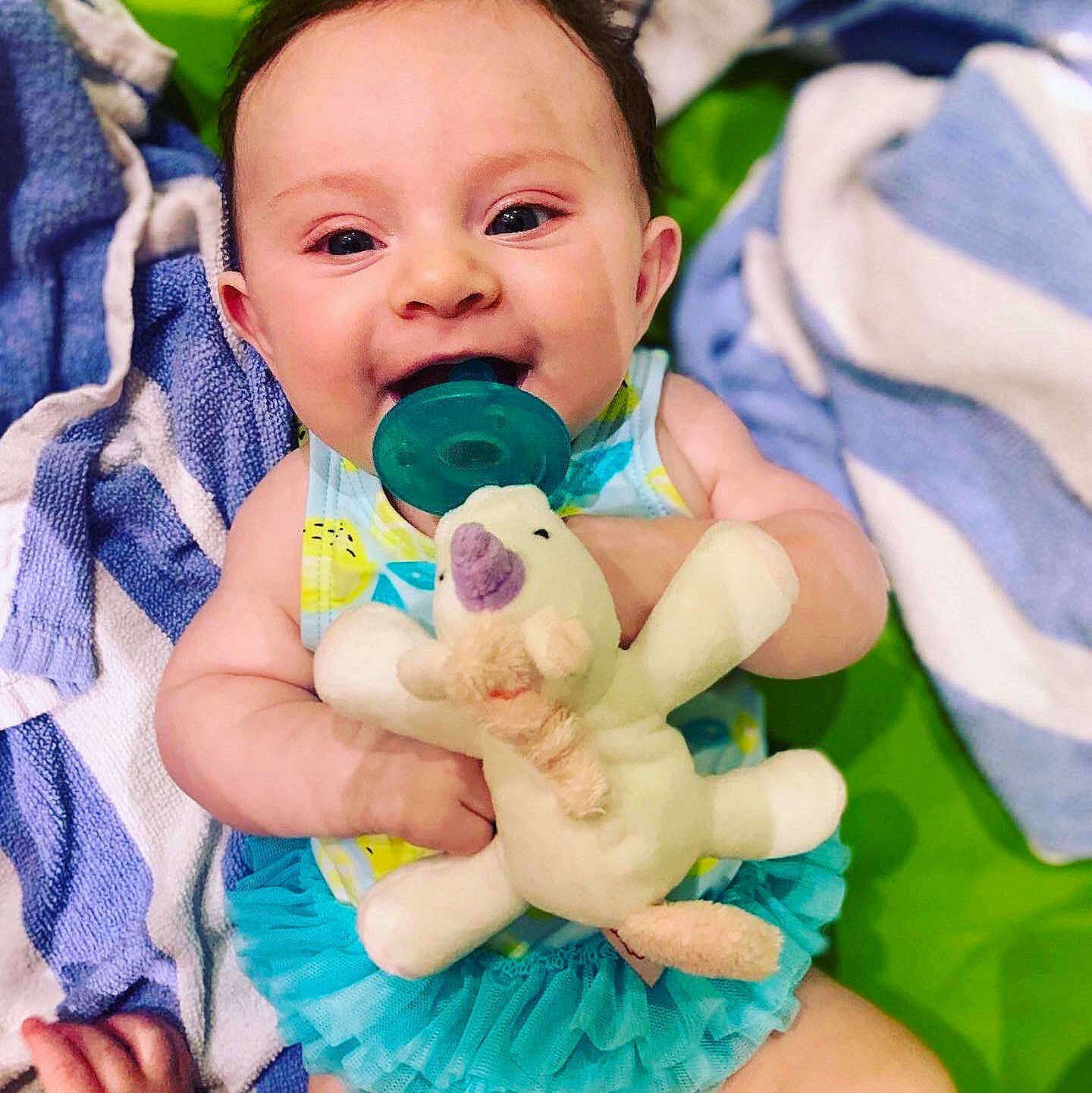 Calliope joined the competition — help win amazing prizes! baby, baby_products, baby_toddler_clothing, baby_toys, child, hand, happy, person, play, product, stuffed_toy, toddler, toy