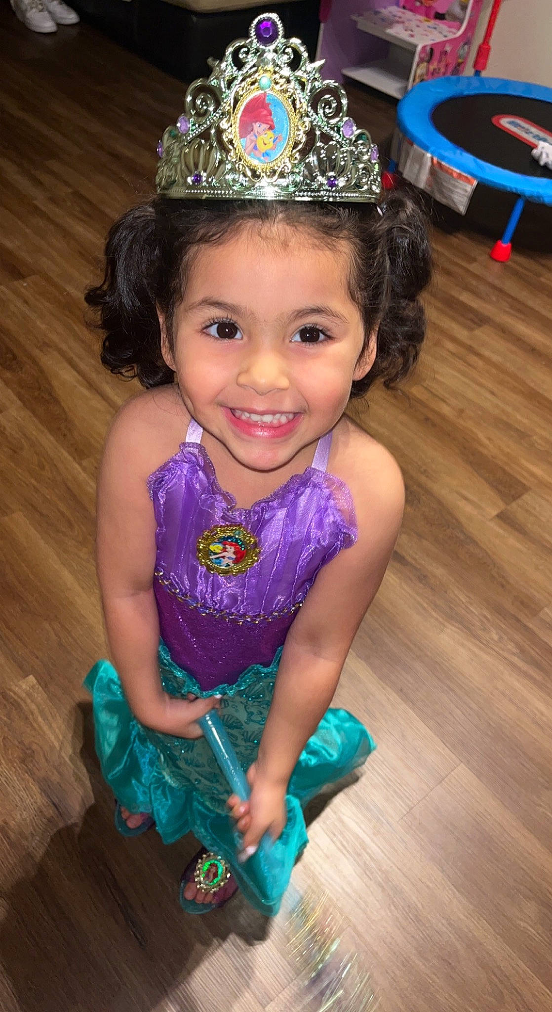 Alina is registered to the contest to win money with this photo: baby_toddler_clothing, blue, child, electric_blue, event, fashion_design, fun, hair_accessory, happy, headband, headgear, headpiece, jewellery, joy, magenta, person, pink, purple, smile, tiara